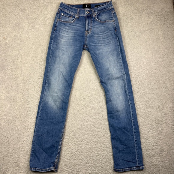 7 For All Mankind The Straight Jeans Mens Size 30x31 Distressed Denim - Picture 1 of 13